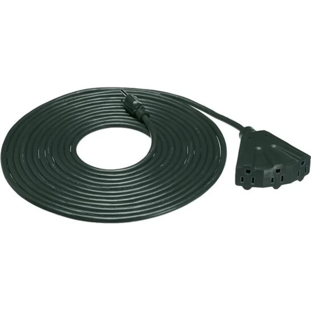 25-Foot 3-Prong Vinyl Indoor/Outdoor Extension Cord with 3 Outlets